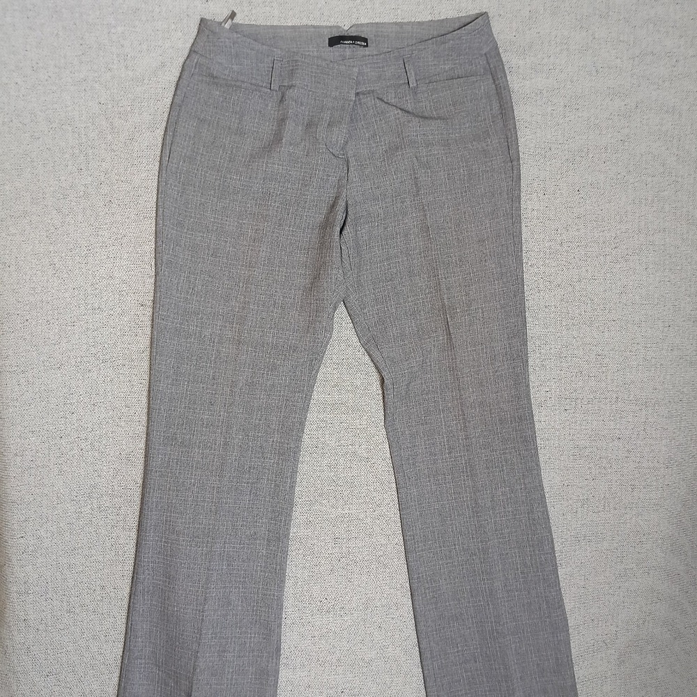 Amanda + Chelsea Trousers Women 14 Grey Excellent Straight Leg Crosshatch Work